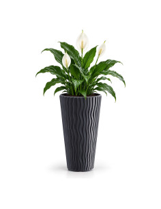 Plantenbak rond XL hoog Ø29 × 52 cm golfreliëf, 22 L – Antraciet