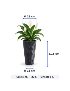Blumenkübel rund XL hoch Ø29 × 52 cm Wellenrelief, 22 L – Anthrazit 2
