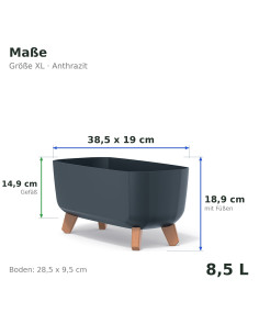 Ciotola per piante con piedini 39 × 19 × 19 cm opaca, 8,5 L – Antracite | Töpferkönig 2