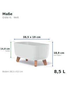 Pflanzschale mit Füßen 39 × 19 × 19 cm Matt, 8,5 L – Weiß | Töpferkönig 2