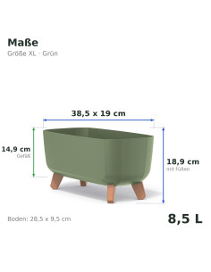 Cuenco para plantas con patas 39 × 19 × 19 cm mate, 8,5 L – Verde | Töpferkönig 2