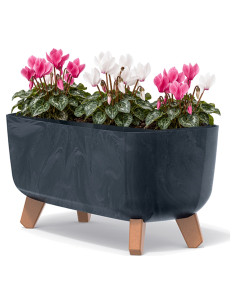 Pflanzschale mit Füßen 39 × 19 × 19 cm Beton-Optik, 8,5 L – Beton Anthrazit | Töpferkönig