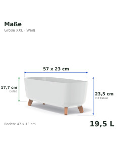 Ciotola per piante con piedini 57 × 23 × 24 cm opaca, 19,5 L – Bianco | Töpferkönig 2