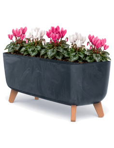 Pflanzschale mit Füßen 57 × 23 × 24 cm Beton-Optik, 19,5 L – Beton Anthrazit | Töpferkönig