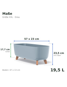 Ciotola per piante con piedini 57 × 23 × 24 cm opaca, 19,5 L – Grigio | Töpferkönig 2