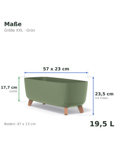 Cuenco para plantas con patas 57 × 23 × 24 cm mate, 19,5 L – Verde | Töpferkönig 2