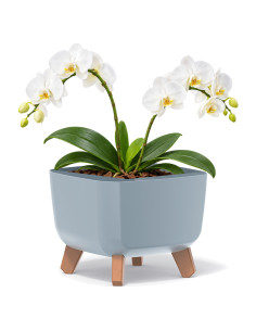 Cuenco para plantas cuadrado con patas 23 × 23 × 19 cm mate, 6 L – Gris | Töpferkönig