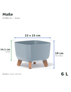 Vasque carrée sur pieds 23 × 23 × 19 cm mate, 6 L – Gris | Töpferkönig 2
