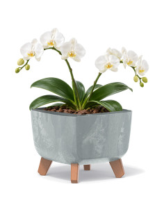 Pflanzschale eckig mit Füßen 23 × 23 × 19 cm Beton-Optik, 6 L – Beton Grau | Töpferkönig