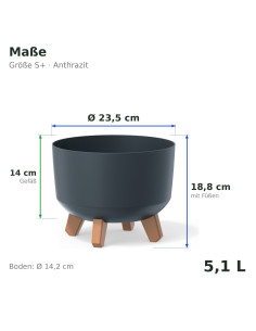 Vasque ronde sur pieds Ø24 × 19 cm mate, 5,1 L – Anthracite | Töpferkönig 2