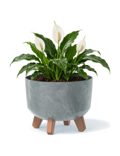 Vasque ronde sur pieds Ø24 × 19 cm aspect béton, 5,1 L – Béton gris | Töpferkönig