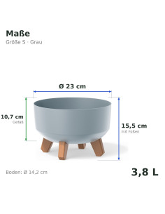 Plantenschaal rond op pootjes Ø23 × 16 cm mat, 3,8 L – Grijs | Töpferkönig 2