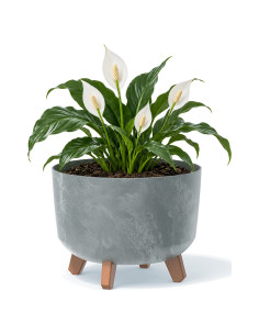 Vasque ronde sur pieds Ø29 × 22 cm aspect béton, 9,8 L – Béton gris | Töpferkönig