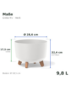 Ciotola per piante rotonda con piedini Ø29 × 22 cm opaca, 9,8 L – Bianco | Töpferkönig 2