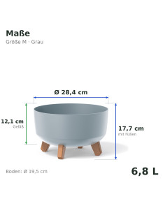 Ciotola per piante rotonda con piedini Ø28 × 18 cm opaca, 6,8 L – Grigio | Töpferkönig 2