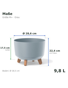 Vasque ronde sur pieds Ø29 × 22 cm mate, 9,8 L – Gris | Töpferkönig 2