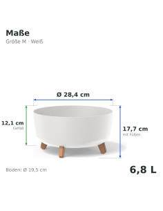Ciotola per piante rotonda con piedini Ø28 × 18 cm opaca, 6,8 L – Bianco | Töpferkönig 2