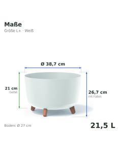 Plantenschaal rond op pootjes Ø39 × 27 cm mat, 21,5 L – Wit | Töpferkönig 2