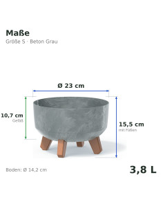 Vasque ronde sur pieds Ø23 × 16 cm aspect béton, 3,8 L – Béton gris | Töpferkönig 2