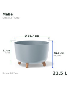 Plantenschaal rond op pootjes Ø39 × 27 cm mat, 21,5 L – Grijs | Töpferkönig 2