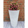 Blumenkübel mit Effekt 3D - Wellen Slim in Weiß mit Einsatz, XXL (DxH): 33,5 cm x 61 cm