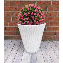 Blumenkübel mit Effekt 3D - Wellen Slim in Weiß mit Einsatz, M (DxH): 34 cm x 38,5 cm