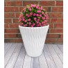 Blumenkübel mit Effekt 3D - Wellen Slim in Weiß mit Einsatz, M (DxH): 34 cm x 38,5 cm