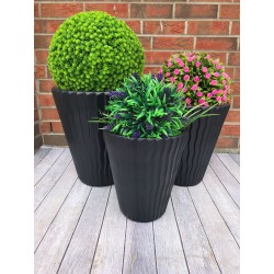 Blumenkübel mit Effekt 3D - Wellen Slim in Anthrazit mit Einsatz, M (DxH): 34 cm x 38,5 cm