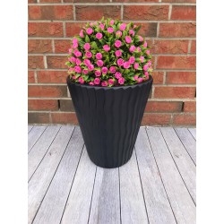 Blumenkübel mit Effekt 3D - Wellen Slim in Anthrazit mit Einsatz, M (DxH): 34 cm x 38,5 cm