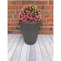 Blumenkübel mit Effekt 3D - Wellen Slim in Grau mit Einsatz, M (DxH): 34 cm x 38,5 cm