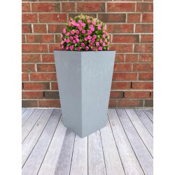 Blumenkübel mit Einsatz Slim Hoch Quadratisch Beton Optik Farbe: Grau XL (BxH): 28 x 55 cm