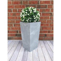 Blumenkübel mit Einsatz Slim Hoch Quadratisch Beton Optik Farbe: Grau L (BxH): 26 x 50 cm