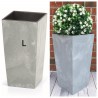 Blumenkübel mit Einsatz Slim Hoch Quadratisch Beton Optik Farbe: Grau L (BxH): 26 x 50 cm