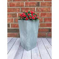 Blumenkübel mit Einsatz Slim Hoch Quadratisch Beton Optik Farbe: Grau XS+ (BxH): 16,5 x 33 cm