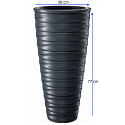 Blumenkübel mit Effekt 3D Slim in Anthrazit mit Einsatz, Größe: XXL