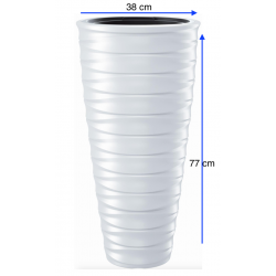 Blumenkübel mit Effekt 3D Slim in Weiß mit Einsatz, Größe: XXL