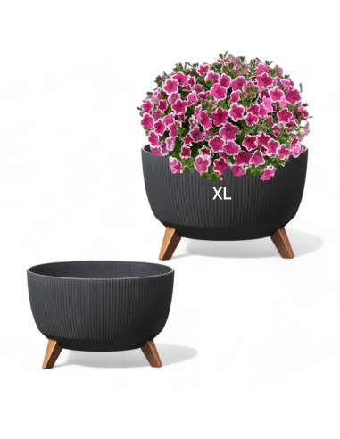 Blumentopf rund mit Füßen 47 cm – Pflanzschale XL Anthrazit recycled