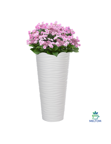 Blumenkübel 3D Slim Wellen, weiß, Ø 40 x H 79 cm