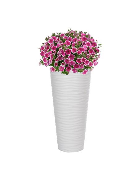Blumenkübel 3D Slim Wellen, weiß, Ø 40 x H 79 cm