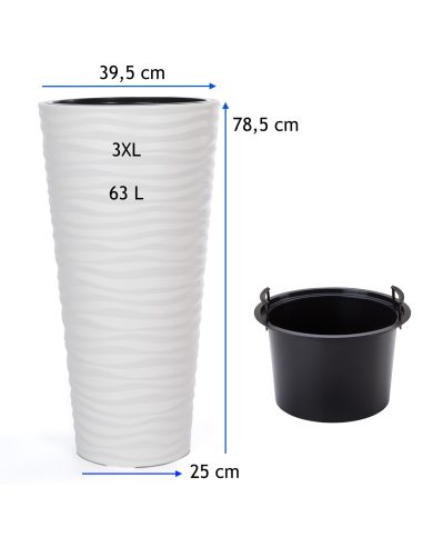 Blumenkübel 3D Slim Wellen, weiß, Ø 40 x H 79 cm