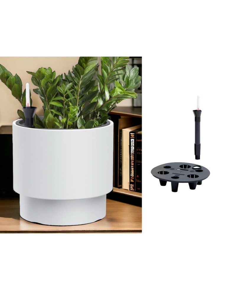 Pot de fleurs rond XL Ø40 × 37 cm mat avec système d'arrosage, 40 L – Blanc | Töpferkönig