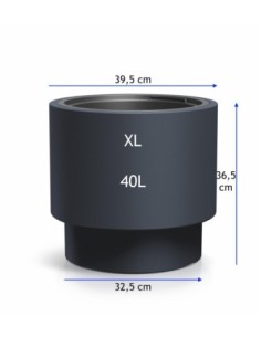Bloempot rond XL Ø40 × 37 cm mat met bewateringssysteem, 40 L – Antraciet | Töpferkönig 2