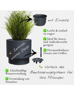 Blumentopf rund XXL Ø47 × 44 cm Matt mit Bewässerungssystem, 69 L – Anthrazit | Töpferkönig 2