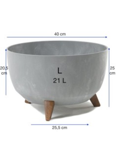 Cuenco para plantas redondo L Ø40 × 25 cm efecto hormigón, 21 L – Gris hormigón | Töpferkönig 2