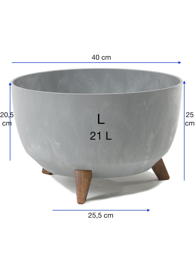 Vasque ronde L Ø40 × 25 cm effet béton, 21 L – Béton gris | Töpferkönig