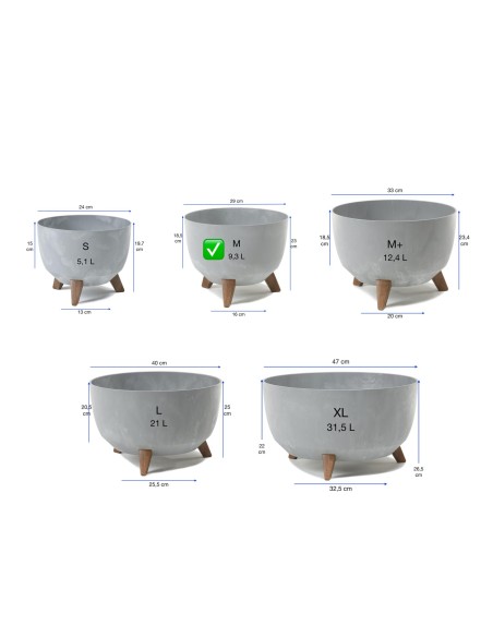 Pflanzschale rund M Ø29 × 23 cm Beton-Optik, 9,3 L – Beton Grau | Töpferkönig