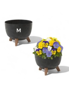 Cuenco para plantas redondo M Ø29 × 23 cm efecto hormigón, 9,3 L – Negro hormigón | Töpferkönig