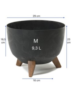 Cuenco para plantas redondo M Ø29 × 23 cm efecto hormigón, 9,3 L – Negro hormigón | Töpferkönig 2