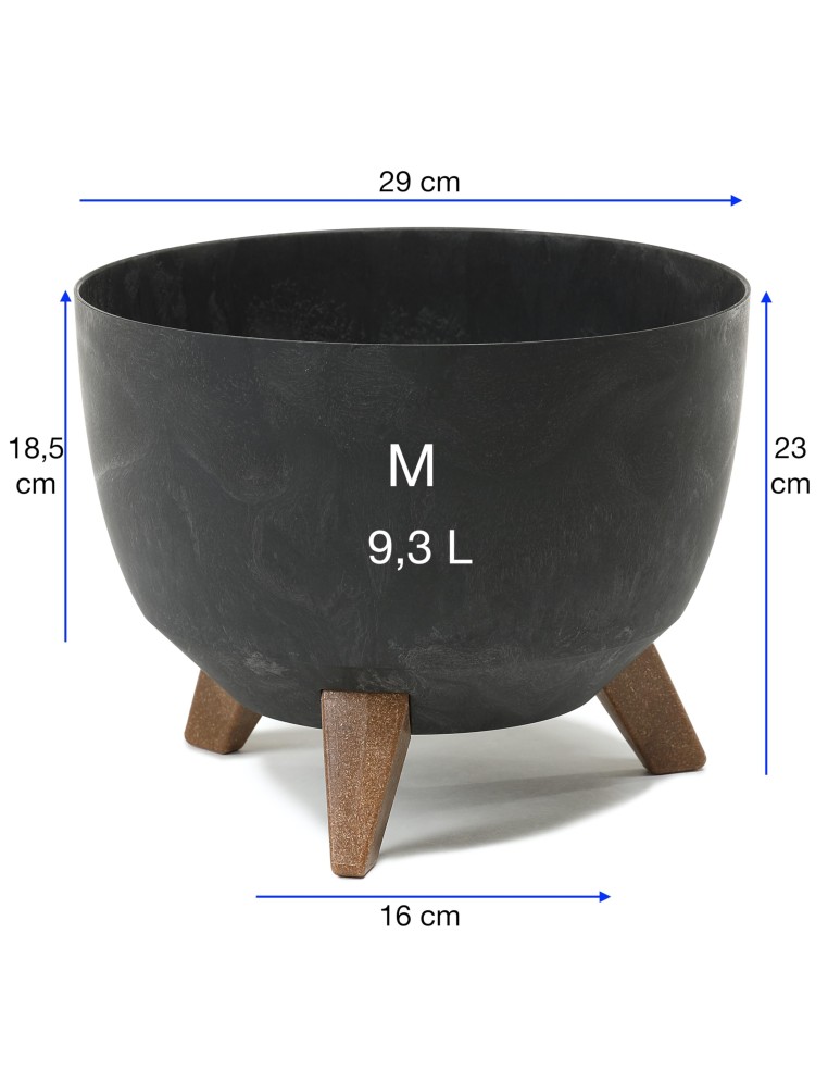 Vasque ronde M Ø29 × 23 cm effet béton, 9,3 L – Béton noir | Töpferkönig