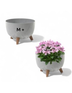 Cuenco para plantas redondo M+ Ø33 × 23 cm efecto hormigón, 12,4 L – Gris hormigón | Töpferkönig